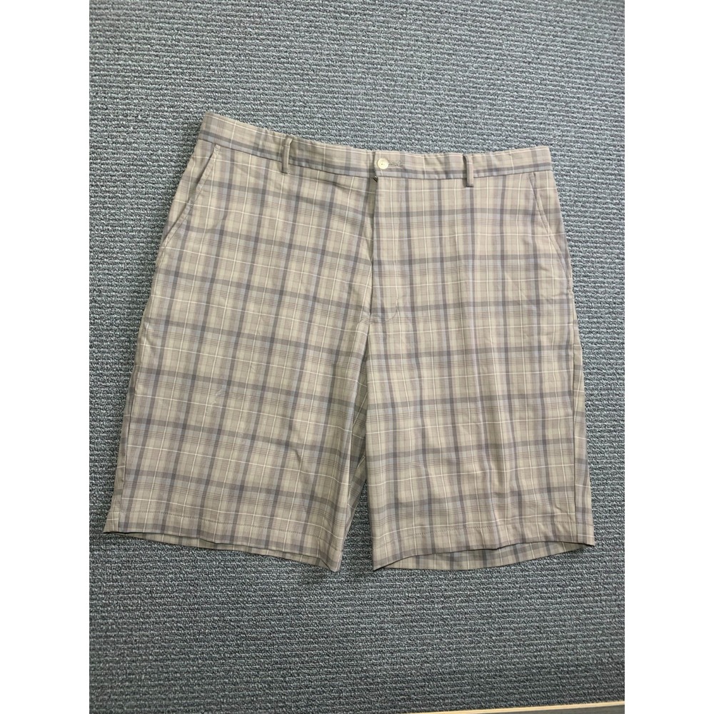 Slazenger Shorts Mens XL Tan Brown Plaid 11 in Inseam Bermuda Adjustable Waist